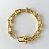 Pulseras U cadena geometría cadena letra alfabeto brazalete oro cadena geométrica pulsera estética oro 18k placa de plata joyería amante con caja de regalo