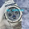 Роскошные часы Audemar Pigue Royal Oak 26609Ti с китайским вечным календарем, титановые металлические автоматические механические мужские часы с дисплеем фазы Луны 41 мм FUN AFY8