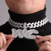 Halsband bubbla bokstav stor baguette anpassad namn halsband för män is av charm hip hop pendelled kedja rock rappar smycken