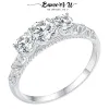 Anneaux Bamoer U Moissanite dentelle bague en argent Sterling 925 3 pierres Lotus bague D couleur VVS1 EX diamant étincelant pour les femmes de fiançailles GRA