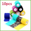 accesories Wholesale 10pcs Black Tape Tattoo Handle Bandage Antislip Athletic Nonwoven Waterproof Disposable Selfadhesive Elastic Bandage