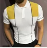 رجال Polos Spring Summer Men Shirt Sereve T-Shirt قميص متماسك الأعمال غير الرسمي على النقيض من الحرير الجلي