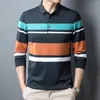 Men's Polos Autumn Spring Cotton Polo Shirts High Quality Broad Striped Business Casual Simple Classics Man T-shirts 4XL