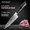 Kitchen Knives XINZUO 5 Inch Utility Knife Damascus Steel Blade G10 Handle Kitchen Knife Stainlesss Steel Salad Peeling Knives Razor Sharp Q240226