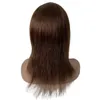 16 pulgadas de cabello humano virgen brasileño Color marrón 4 # 150% densidad piel médica peluca completa de PU para mujer negra