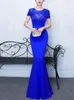 Party Dresses Lady-Apparel Women Design Luxury Rhinestone Multi-layer Beaded Sequin Evening Gown Female Fashion Short-sleeved Fishtail Dress