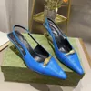 Cuir de vachette couleur assortie slingback Sandales Talon conique escarpins talons 5,5 CM chaton Hee Semelle en cuir Créateur de luxe femme Fête mariage Chaussures de soirée chaussure