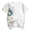 Herr t-shirts lyprerazy retro japan broderi t shirt koi fisk tryck vita toppar tees sommar harjujuk män hip hop tshirt streetwear t-shirtl2402