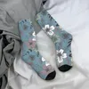 Мужские носки в стиле хип-хоп с винтажным узором на синем фоне, сумасшедшие унисекс с цветочным принтом, носки с принтом в стиле Харадзюку