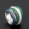 Bandringe Zlxgirl Schmuck Alle Blau Grün Weiß Zirkon Fingerring Marke Weibliche Braut Anel Geschenk Paar Aneis Bijoux J240226