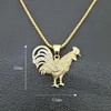 Hip Hop Rhinestones Bluted Gold Kolor ze stali nierdzewnej kurczak koguta Kurek Kogutanty Naszyjnik dla mężczyzn Jewelry2617