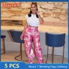 Women's Pants 5pcs Bulk Items Wholesale Lots Y2k Women Straight Leg Bright Reflective Pocket Patchwork Trousers Street Slacks M13098