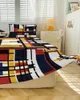 Gonna da letto Geometria Linee astratte Copriletto elasticizzato con federe Coprimaterasso protettore Set lenzuolo