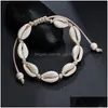 Catena Nero Bianco Boho Ragazze naturali Conchiglie Braccialetti con ciondoli per le donne Gioielli da spiaggia Braccialetti fatti a mano in corda Regalo Drop Deliver Dhgarden Dhm78