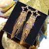 Kolczyki Dangle Fyuan Fashion Long Tassel Crystal for Women 2024 Bijoux luksus błyszcząca złota kolor biżuterii prezenty