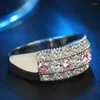 Anéis de cluster 2024 anel feminino cz cristal para mulheres casamento 925 jóias de prata esterlina grande anel de dedo jz5 anillos mujer