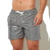 Herren-Shorts, locker, für Strandurlaub, Metallic-Druck, schnell trocknend, für Fitnessstudio, mit Kordelzug, elastischer Taille für Fitness, Joggen