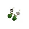 デザイナーmiuimiui miao jias 21 New Green Apple Earrings Imitation Crystal Full Diamond Earhook High Grade Sweet Temperament Blue Fruit Earrings