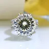 Fedi nuziali con diamanti Moissanite da 10 ct, splendidi gioielli di lusso, puro argento sterling al 100% con pietre preziose a taglio rotondo, set di anelli di fidanzamento per donne eternità