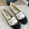 Casual Shoes Karl Lagerfield Woman Flat Fisherman Summer Beach Canvas Sneakers Designer Shoe Espadrilles Womens Man Fashion Slippers broderlig tyg Slide