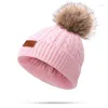 Casquettes de boule Bébé Chapeaux Écharpe Ensemble Pour Enfants Garçon Fille Tricoté Pompon Bonnets Hiver Chaud Enfants Chapeau Avec Double Dalse Fourrure Bobble Mignon Cap