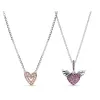 Colliers authentiques 925 Sterling Silver Pave Heart Angel Wings Freehand Heart Collier Fomen Women Bead Charm DIY Bijoux de mode