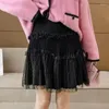 Skirts Women Tulle Patchwork Puffy Skirt Korean Style High Waist Knitted Dot Pleated Woman Spring Simple All-Match Short