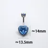 Chains MIQIAO Navel Belly Button Piercing 925 Sterling Silver Heart Navel Nail Blue Pink Zircon 6 8 10 12MM Length Bodys Jewelry Sexy