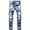Men's Jeans Men Slim Fit Big Size Jeans Men Paint Hole Style Destroyed Skinny Straight Leg Washed Luxury Casual Regular Denim Pants Trousers 1010 s