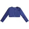 Damenjacken Kinder Mädchen Formelle Party Satin Bolero Mantel Jacke Exquisite Strassapplikation Langarm Strickjacke Hochzeitskleid Cape Shrug