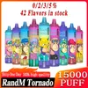 Oryginalny Randm Tornado 15000 fumot puffs 15k jednorazowe papierosy zawiera cewki siatkowe zaciągnięcia vapes do jednorazowych vape vaper pen tornado 15000 vapor do ładowania
