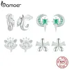 Charm Bamoer 925 Sterling Silver Marquise Starry Moon Crowns Fox Flower Stud Earrings For Women Fine Anniversary Party Jewelry