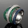 Band Rings Zlxgirl Jewelry All Blue Green White Zircon Finger Ring Brand Female Bride Anel Gift Couple Aneis Bijoux J240226
