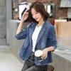 Kvinnorjackor Kvinnor En knapp upp Jean Coat Cardigan Ladies Mid Washed Denim Biker Spring Autumn Blazer