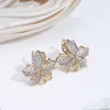 Dangle Earrings SYOUJYO Luxury Cutout English 585 Rose Gold Color Fine Jewelry Trendy Natural Zircon Full Paved