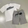 Летняя футболка с коротким рукавом Мужские шорты Trapstar Дизайнерская футболка Американский хип-хоп Толстовка Хлопковые брюки Пуловер большого размера Футболка Спортивный костюм из двух частей 6611ess YBD5