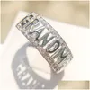 Cluster Rings Fashion European Sier Rose Gold Letter Grandma Rings For Women Female High Quality Zircon Ring Love Famity Je Dhgarden Dhtuz