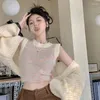 Abiti da lavoro Set da donna Cardigan con canotta per ragazze dolci O-collo morbido Elegante da donna Stile coreano Moda streetwear lavorato a maglia con pannelli Tutto-fiammifero