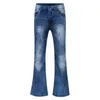 Jeans pour hommes hommes longs pantalons fastidiens de la mode lâche en denim droit de jambe droite en détresse lavée vintage haruku streetwear