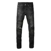 Herr jeans män mode lila retro balck grå hög gata mager målad rippad designer hip hop varumärke byxor
