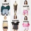 Isabel Marants Designer 23aw Marants Kadın Kapşonlu Sweatshirt Mektup Renk Blokasyon Vintage Baskı Pamuk Gündelik Yuvarlak Boyun Hoodie Moda