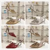 豪華なデザイナーRenecaovilla Aretha Sandals Shoes Slingbacksナイロンジュエルクリスタル刺繍ビーズポンプパーティーウェディングドレスレディウォーキングEU35-43