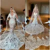 Stunningbride 2024 lindo sereia vestidos de casamento sem mangas v pescoço rendas vestidos de noiva botão coberto de volta plus size saudita árabe dubai vestido de noiva