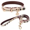 Ensemble de colliers pour animaux de compagnie, en peau de presbyte, de qualité, antidérapant, pour chien, corde de maintien à la main, accessoires pour chats, vente en gros