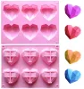 6 Cavity 3D Diamond Heart Shape Mould 100% Food-Grade Silicone Dessert Mold Non-Stick Easy Release Mold Cake Candy Ice Cube Soap Tray