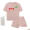 Set di abbigliamento Articoli spot Set di abbigliamento per bambini Ragazzi Ragazze Tute Suit Lettere Stampa 2 pezzi Designer T Shirt Pantaloni corti Abiti Clren Cas Dh1Og