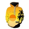 Hoodies masculinos 2024 conforto casual manga longa hoodie versátil solto ajuste masculino 3d paisagem padrão praia coqueiro roupas