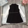 Mode für Kinder, Mädchen, zweiteilige Sets, Kleider, Herbst, Frühling, lange Ärmel, T-Shirts, Weste, Gillet-Kleid, Designer-Prinzessin, Hochzeitskleid, Mädchen, Gürtelkleid, Kinderkleidung