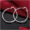 Hoop Huggie Hoop Earrings 925 Sterling Sier 4cm Circle Christmas Gift Charms Retro Women Lady Round Earring smycken Drop Delivery J OT9BY