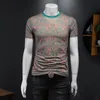 Ny avancerad kvalitet Silk Cotton Men's Trendy Short Sleeved T-Shirt Women's Slim Fit Printed Cotton Top 200 pund Användbar S-4XL